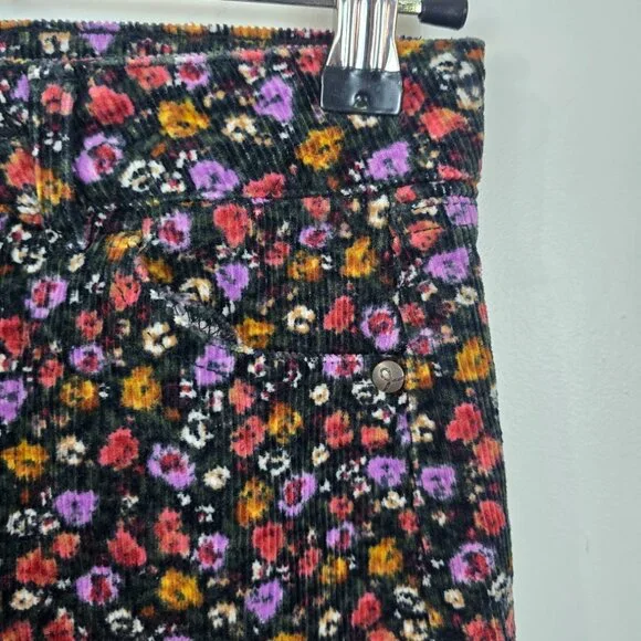 Art Class Girls Floral Corduroy Skirt Size M 7/8 Lined Stretch - Picture 7 of 10